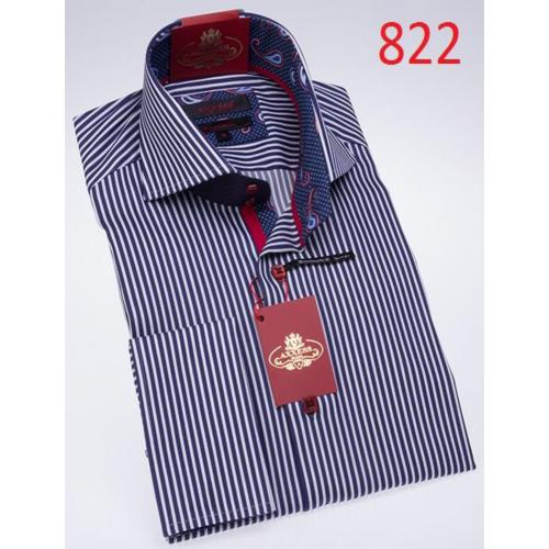 Axxess White / Blue Stripes Cotton Modern Fit Dress Shirt 822